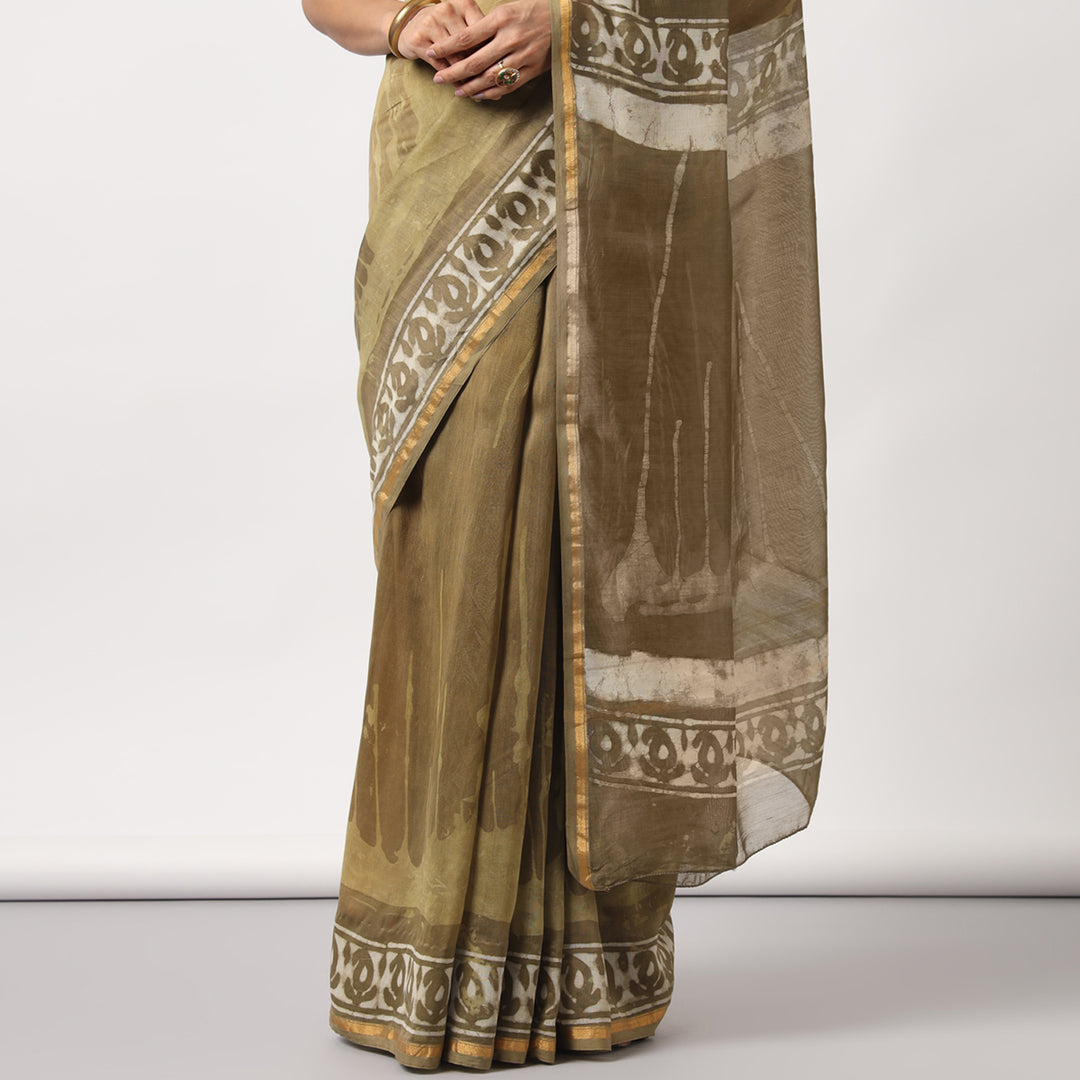 Shailja - Henna Print Cotton Silk Saree
