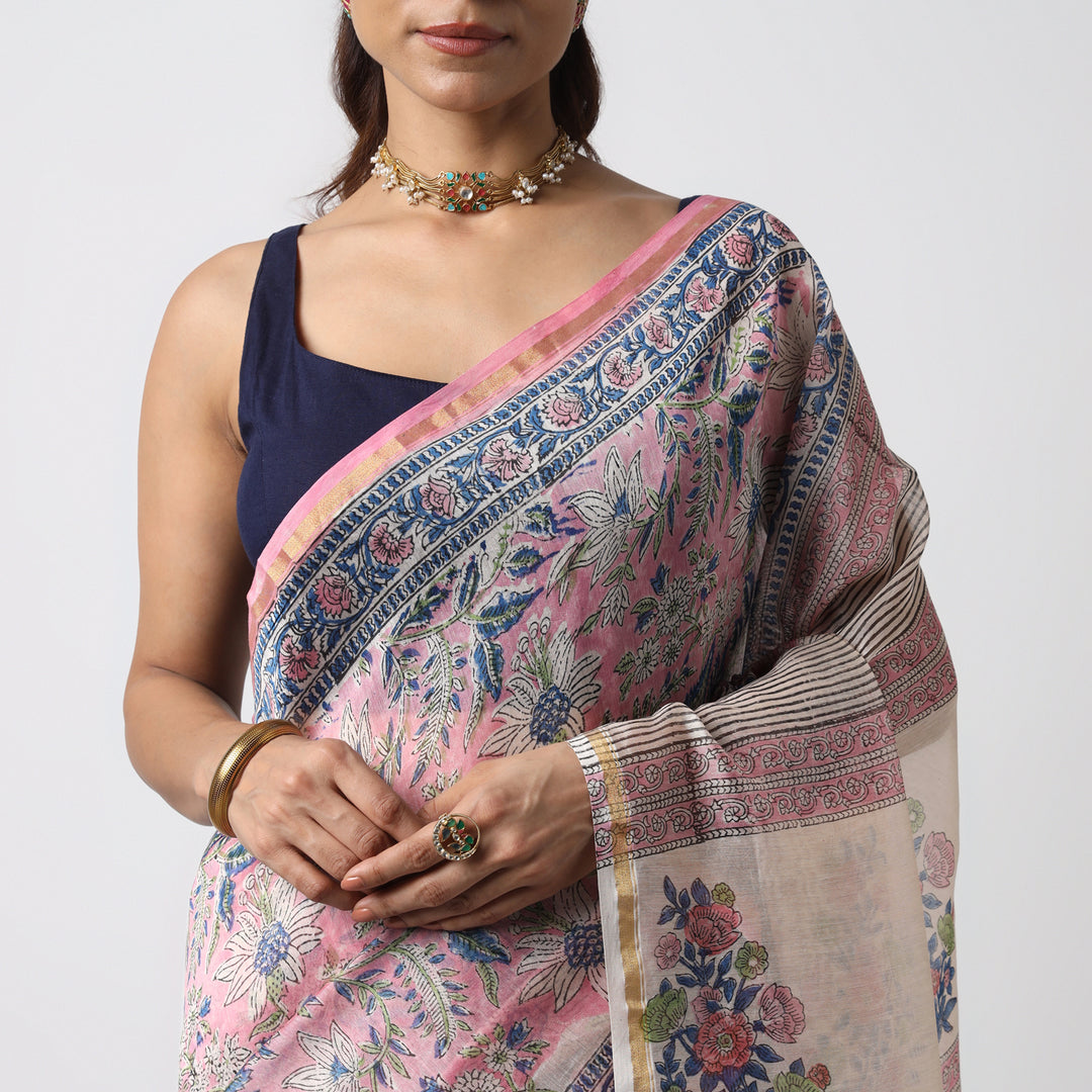 Bluebells - Print Cotton Silk Saree