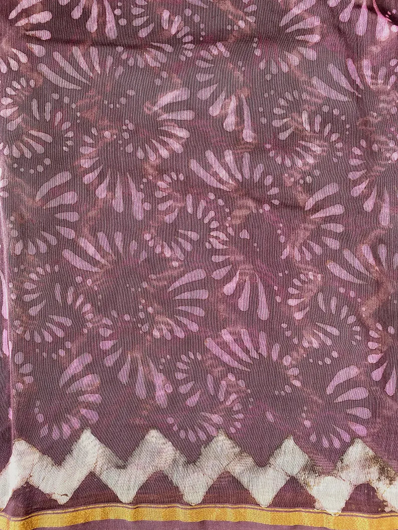 Charu - Purple Dabu Cotton Silk Saree
