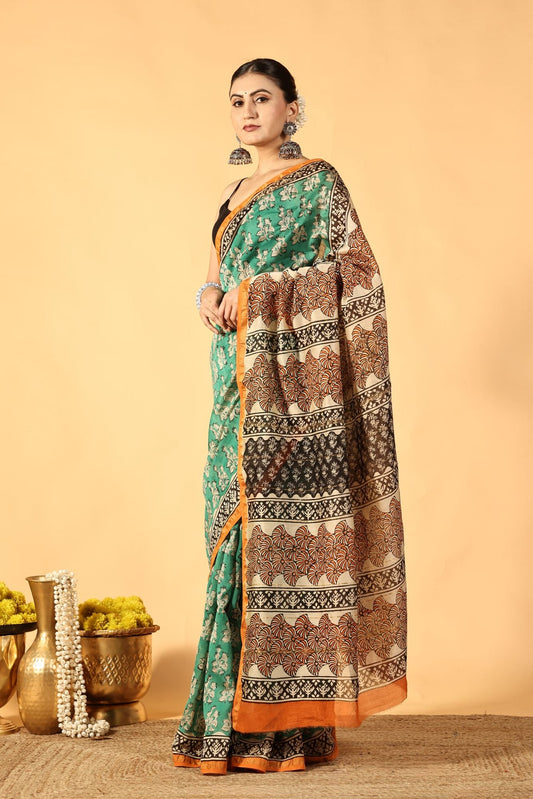 Green Glow Cotton Silk Saree