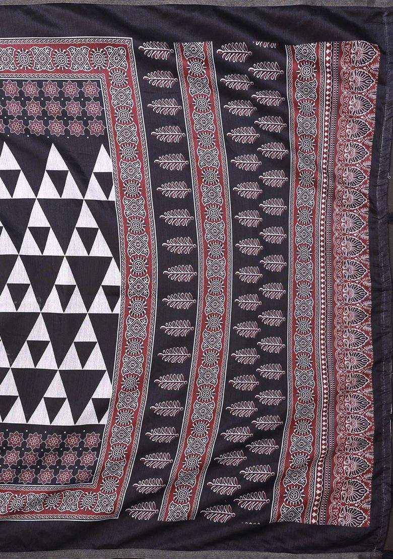 Elegant Print Linen Saree with Unstitched Blouse