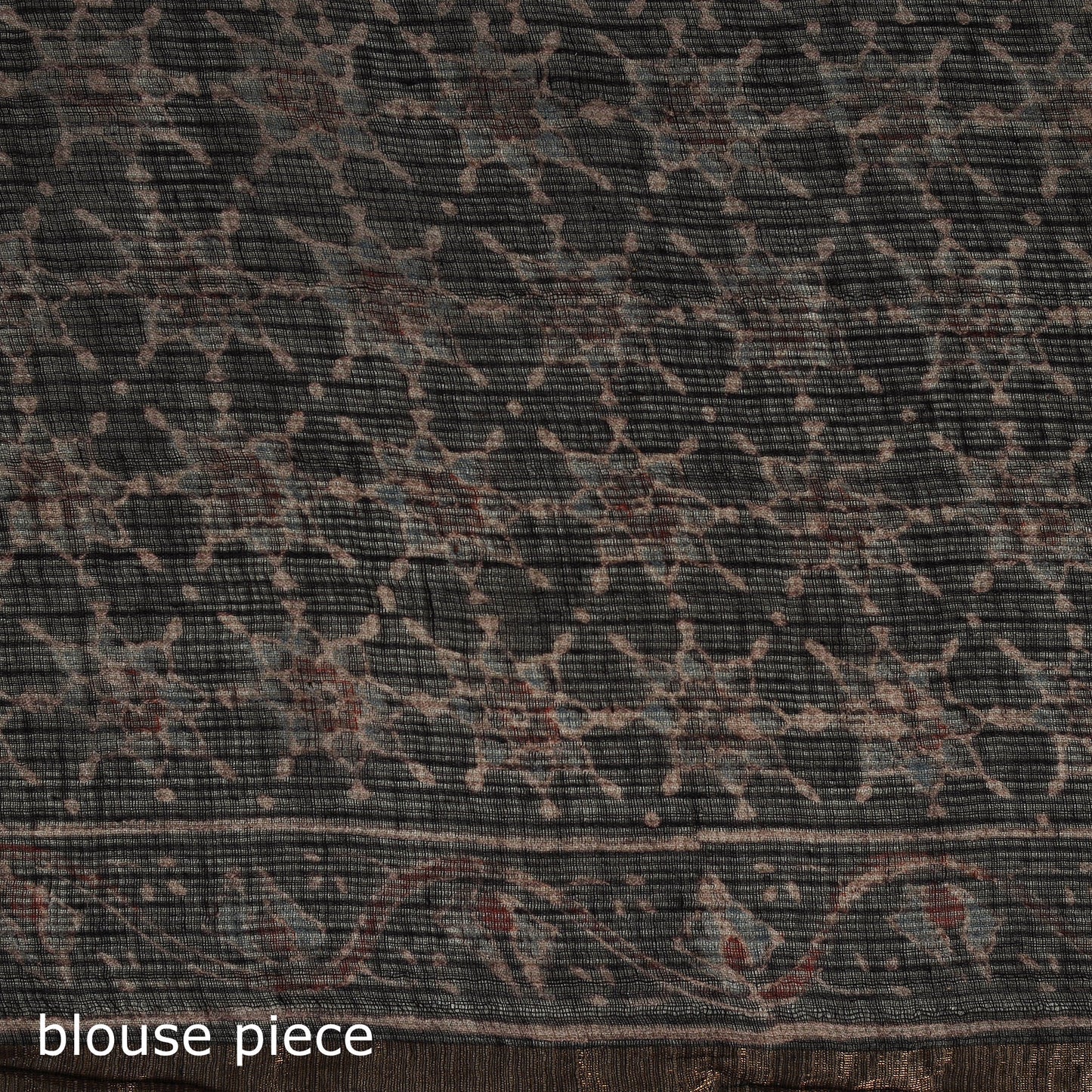 Black Azrak Print Mul Cotton Saree With Unstitched Blouse Piece