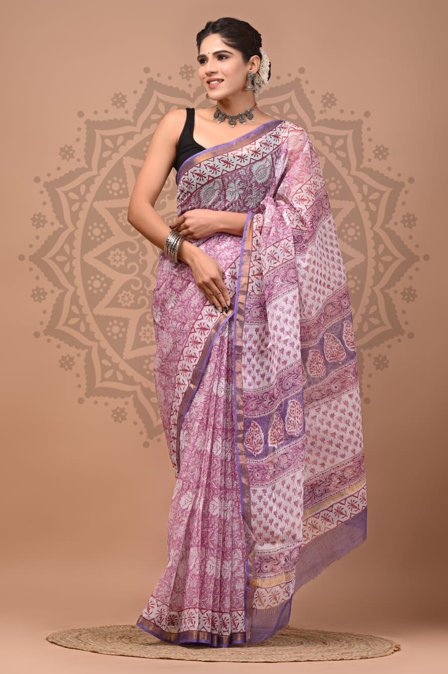 Multicolor Digital Print Mul Cotton Saree With Unstitched Blouse Piece