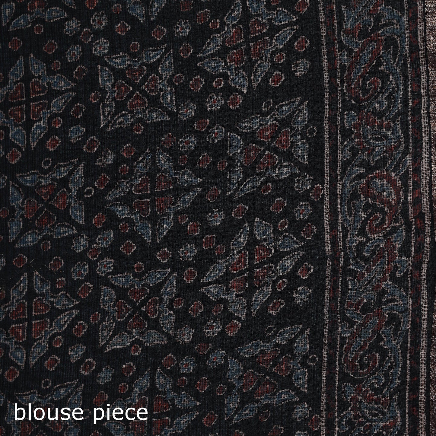 Multicolor Azrak Print Mul Cotton Saree With Unstitched Blouse Piece