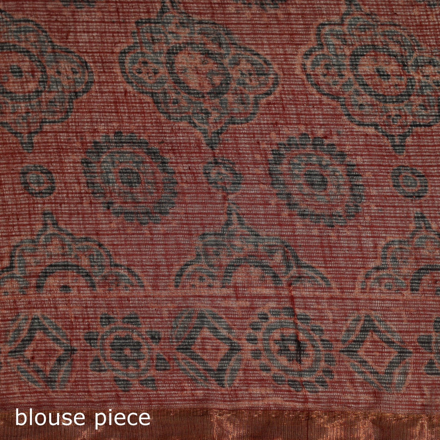 Multicolor Azrak Print Mul Cotton Saree With Unstitched Blouse Piece