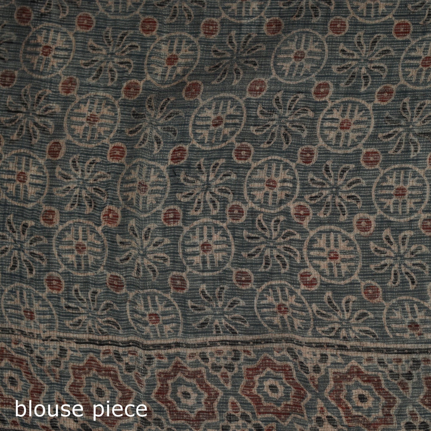 Multicolor Azrak Print Mul Cotton Saree With Unstitched Blouse Piece