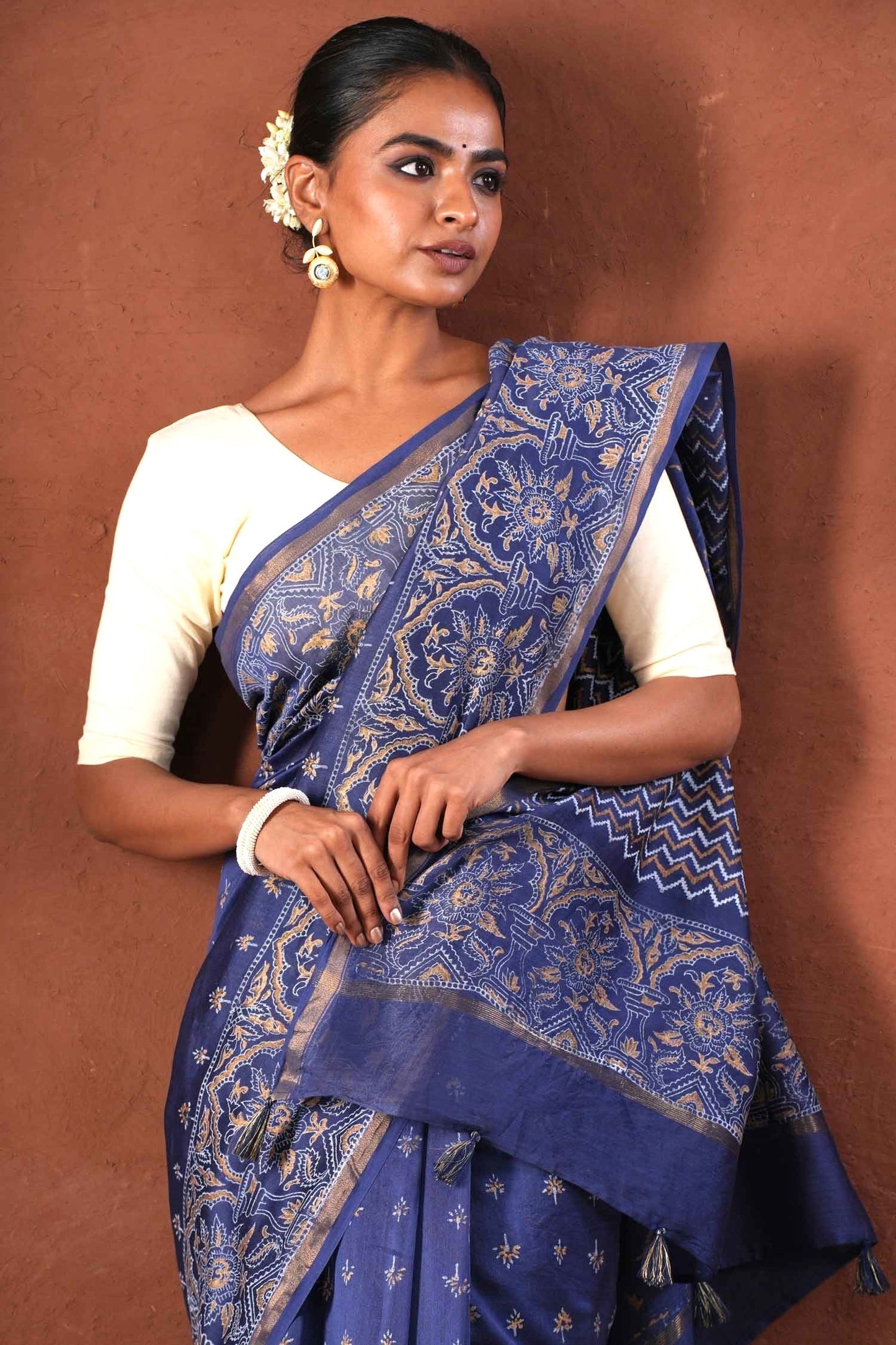 BLUE HORIZON- PRINTED COTTON SILK SAREE