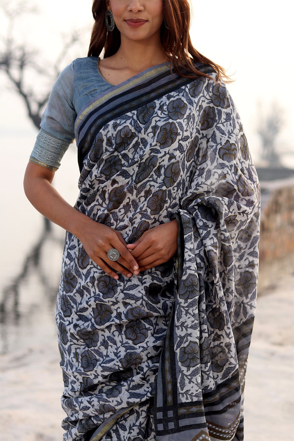 FOGGY DAZE PRINTED COTTON SILK SAREE