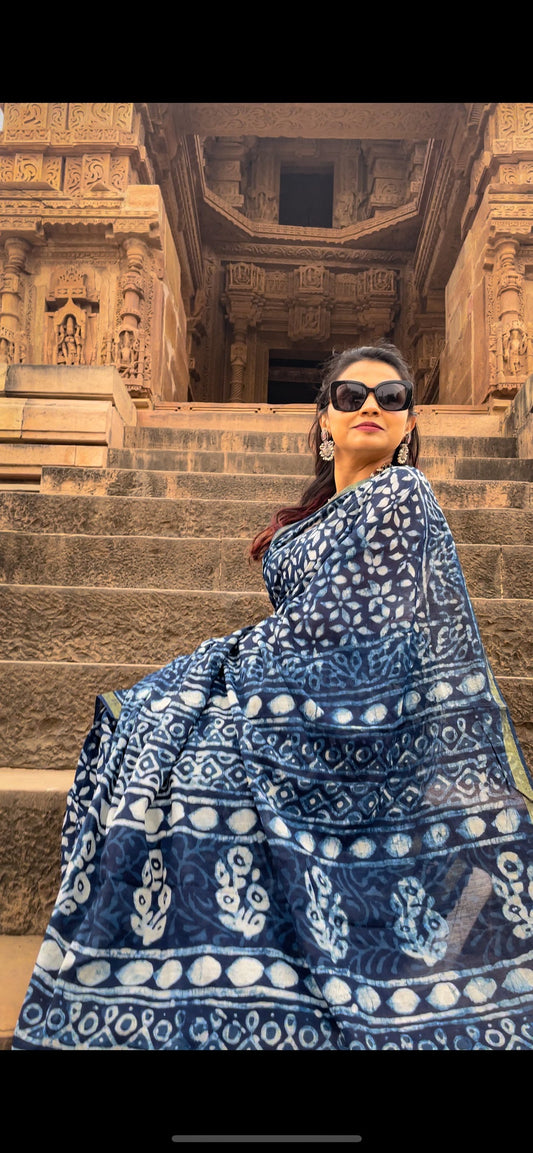 MULAN BLUE COTTON SILK SAREE