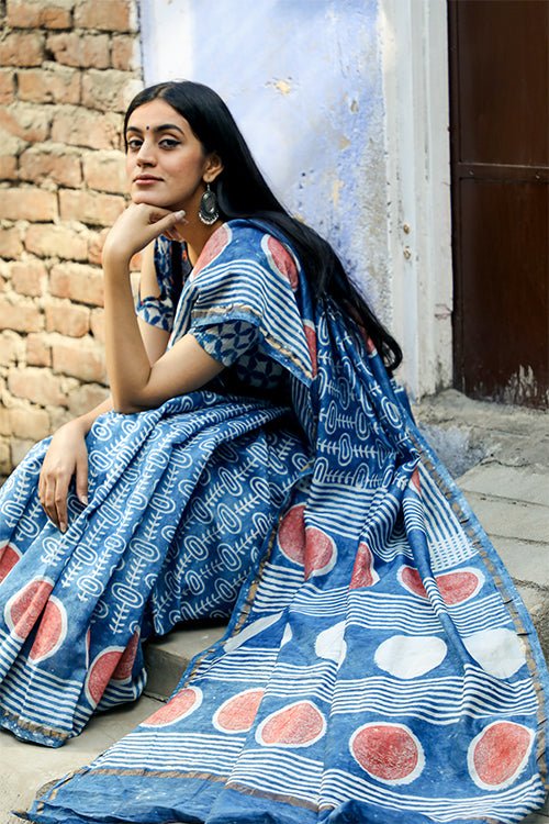 "RESISTANCE" INDIGO PRINT COTTON SILK