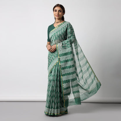 Moora Saree | Green |  Cotton Silk Saree | Sage Affair