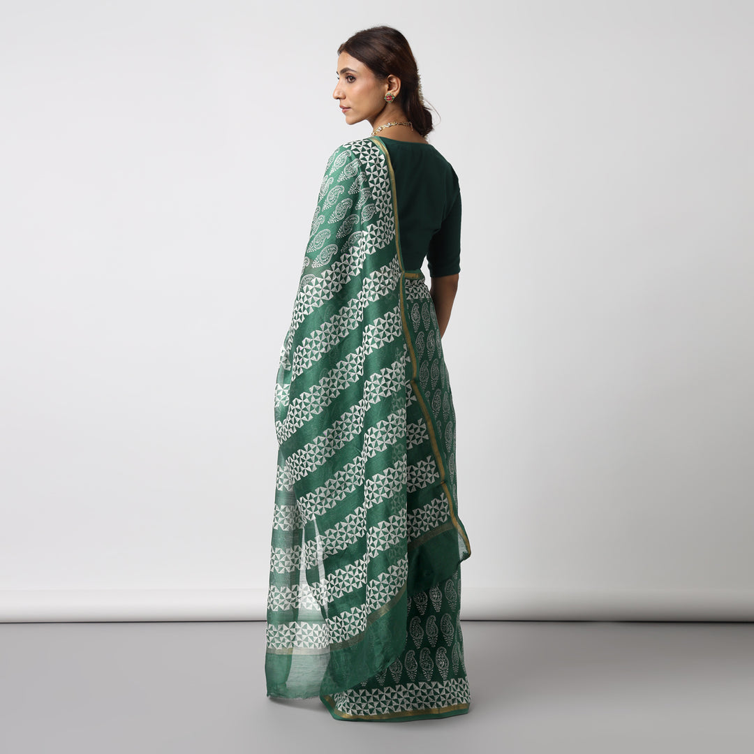 Moora Saree | Green |  Cotton Silk Saree | Sage Affair