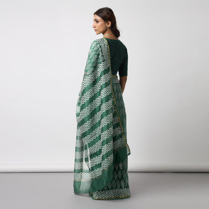 Moora Saree | Green |  Cotton Silk Saree | Sage Affair
