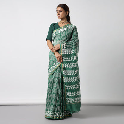 Moora Saree | Green |  Cotton Silk Saree | Sage Affair