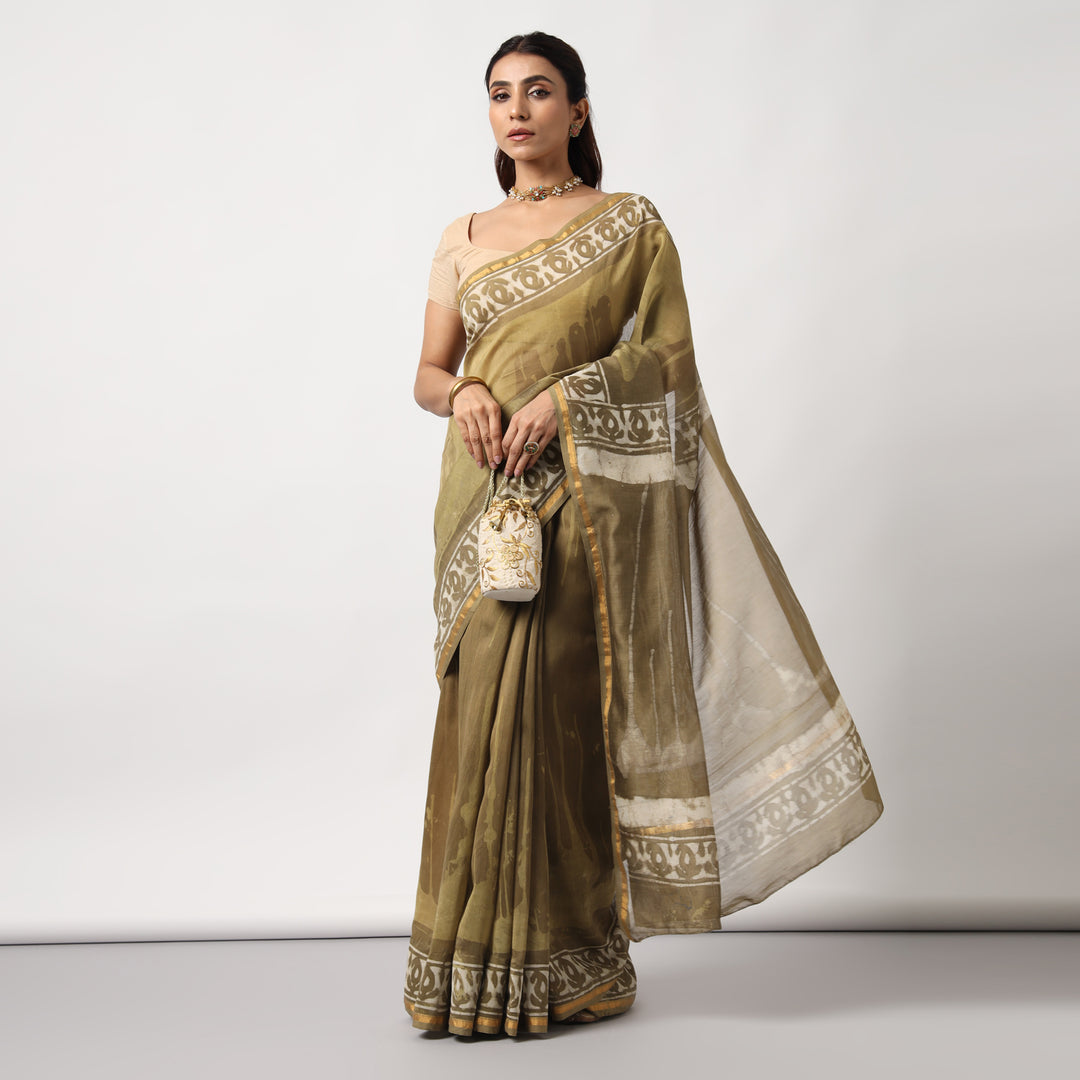 Shailja - Henna Print Cotton Silk Saree