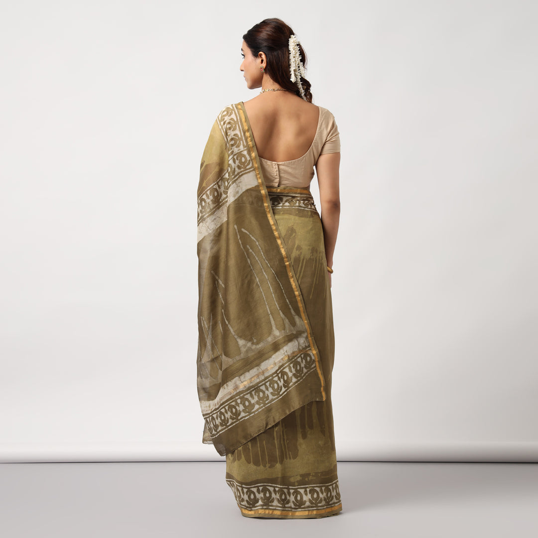 Shailja - Henna Print Cotton Silk Saree