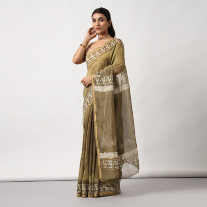 Shailja - Henna Print Cotton Silk Saree