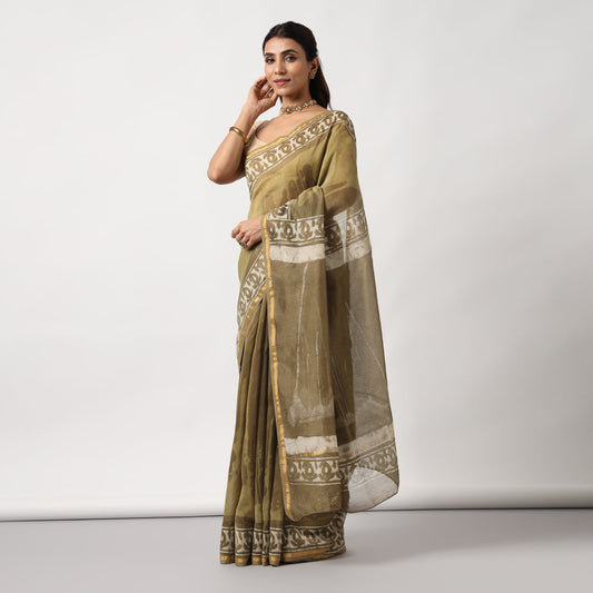 Shailja - Henna Print Cotton Silk Saree