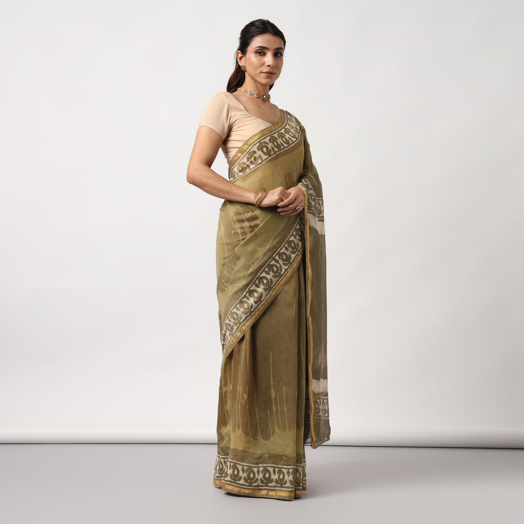 Shailja - Henna Print Cotton Silk Saree