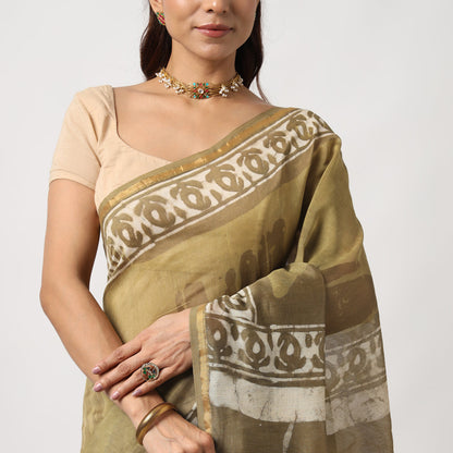 Shailja - Henna Print Cotton Silk Saree