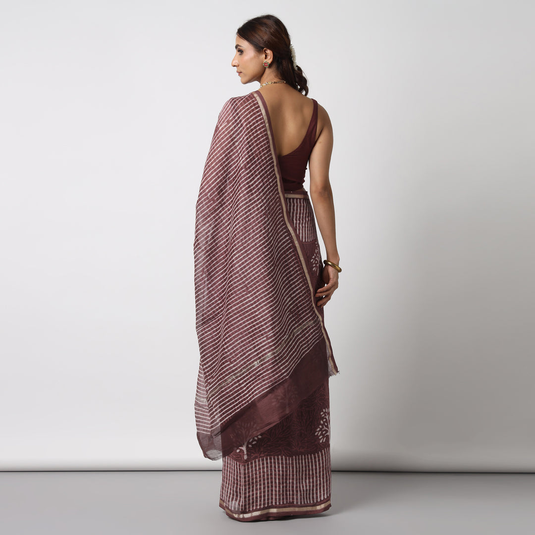 Revathy - Rose Taupe Cotton Silk Saree