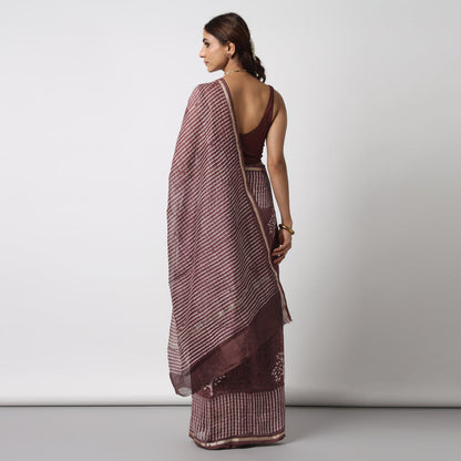 Revathy - Rose Taupe Cotton Silk Saree