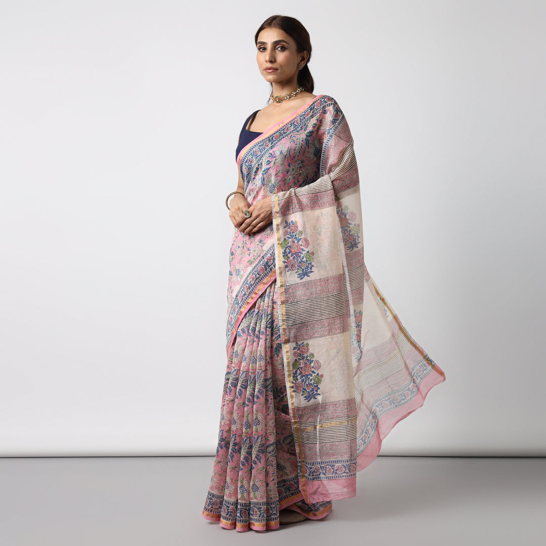 Bluebells - Print Cotton Silk Saree