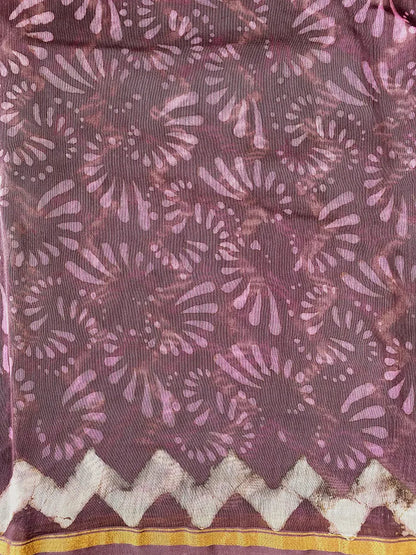 Charu - Purple Dabu Cotton Silk Saree
