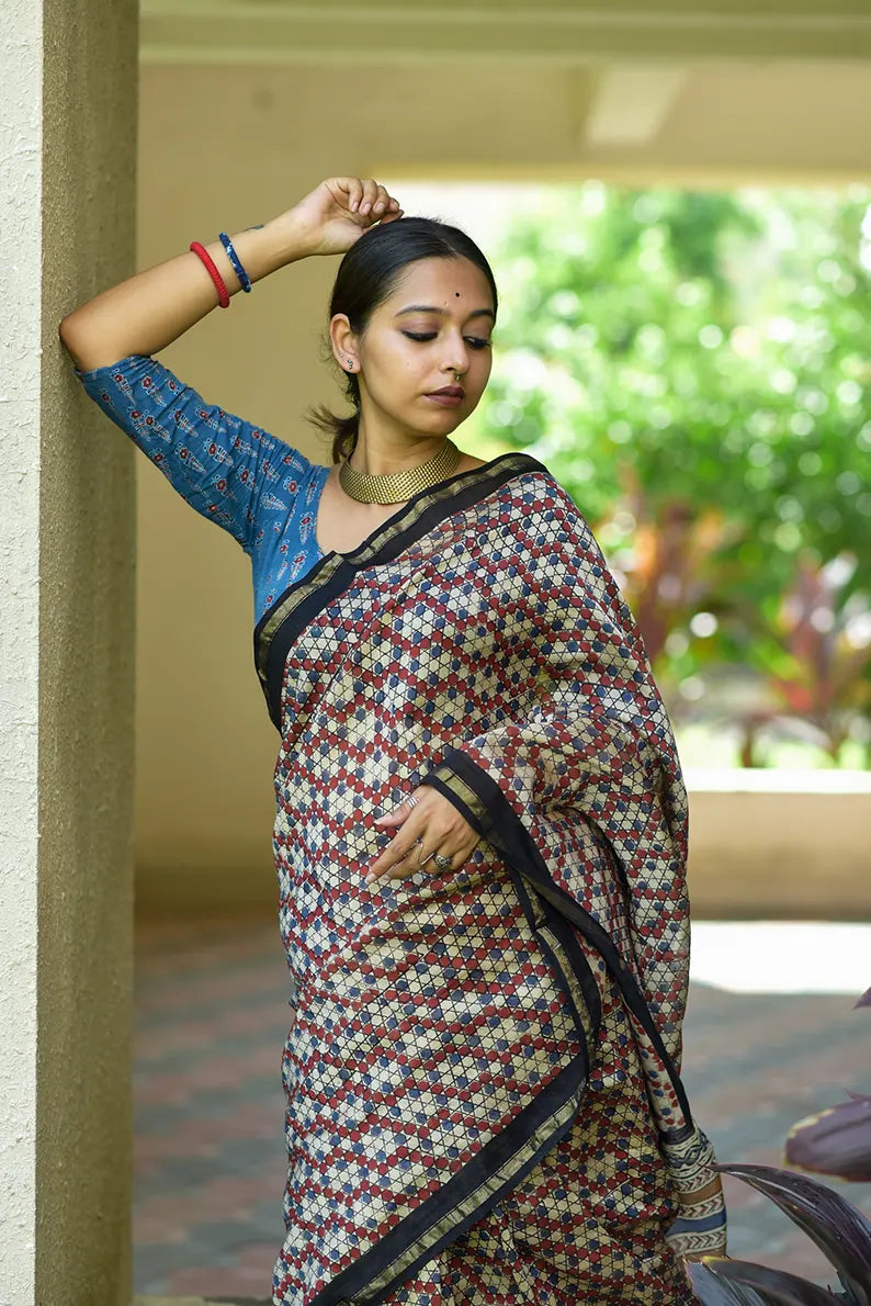 Chinese Checkers- Cotton Silk Saree