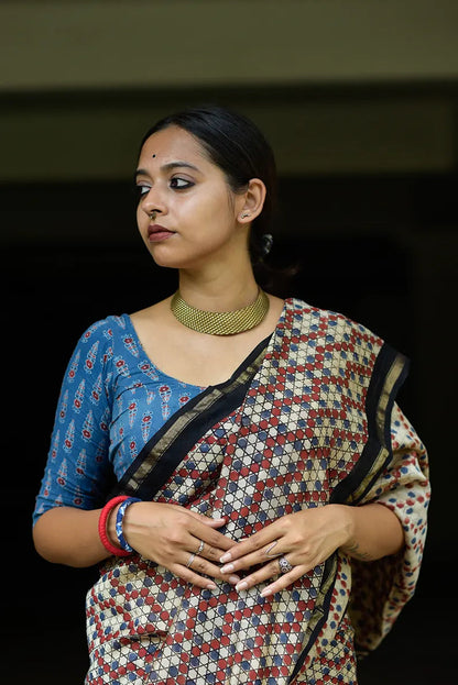 Chinese Checkers- Cotton Silk Saree