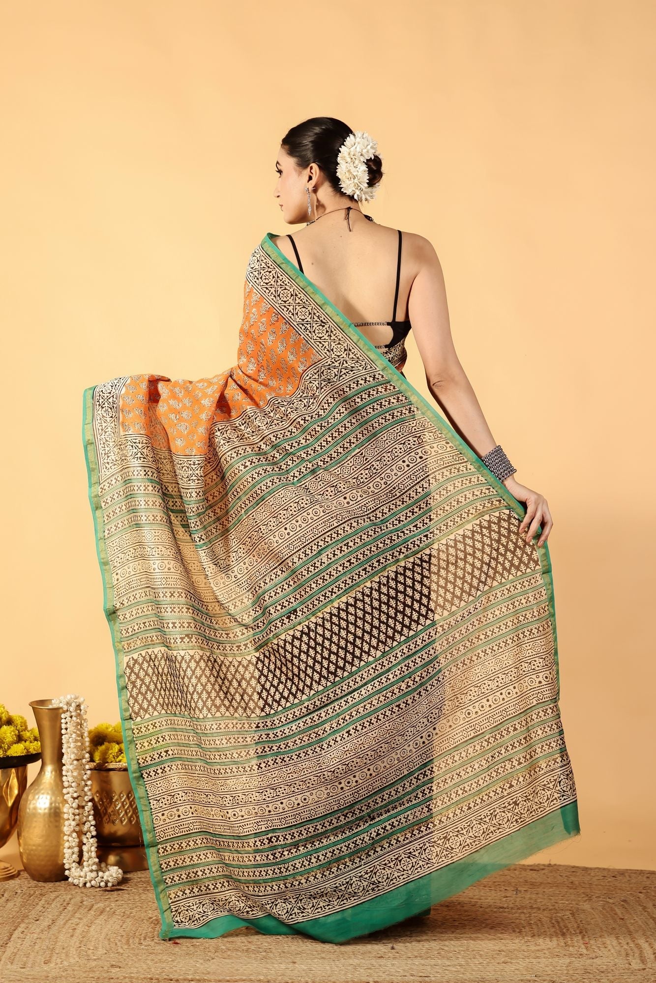 Orange Zest Luxe Cotton Silk Saree