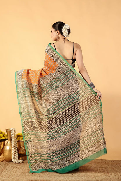 Orange Zest Luxe Cotton Silk Saree