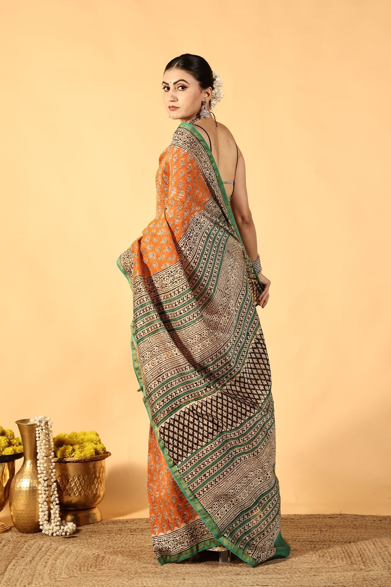 Orange Zest Luxe Cotton Silk Saree