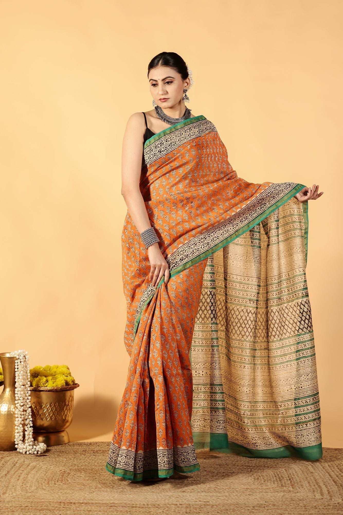 Orange Zest Luxe Cotton Silk Saree