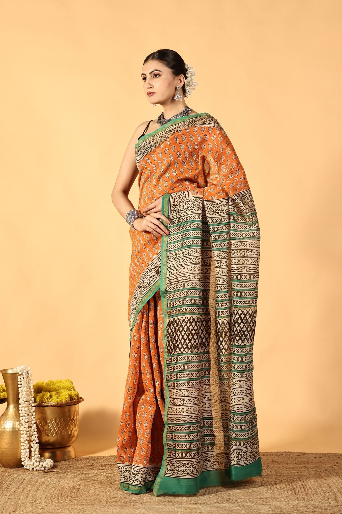 Orange Zest Luxe Cotton Silk Saree