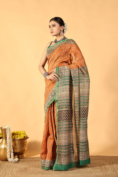 Orange Zest Luxe Cotton Silk Saree