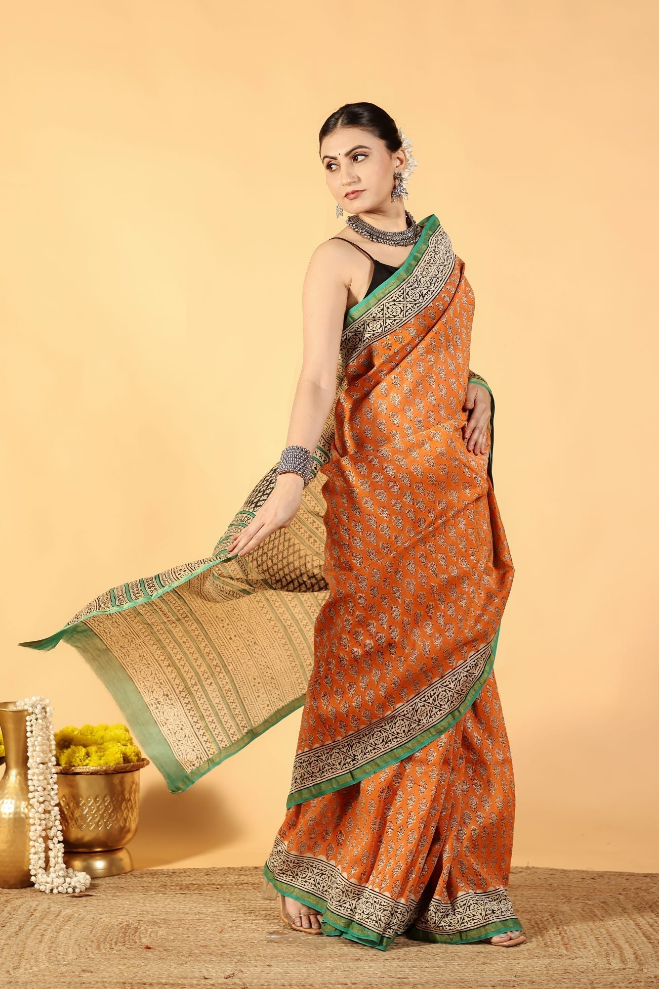 Orange Zest Luxe Cotton Silk Saree
