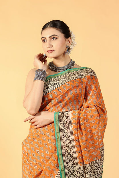 Orange Zest Luxe Cotton Silk Saree