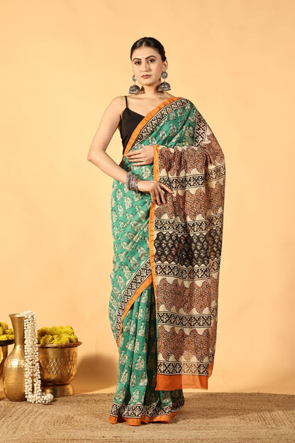 Green Glow Cotton Silk Saree