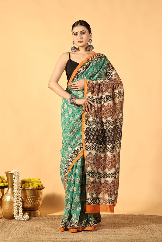 Green Glow Cotton Silk Saree