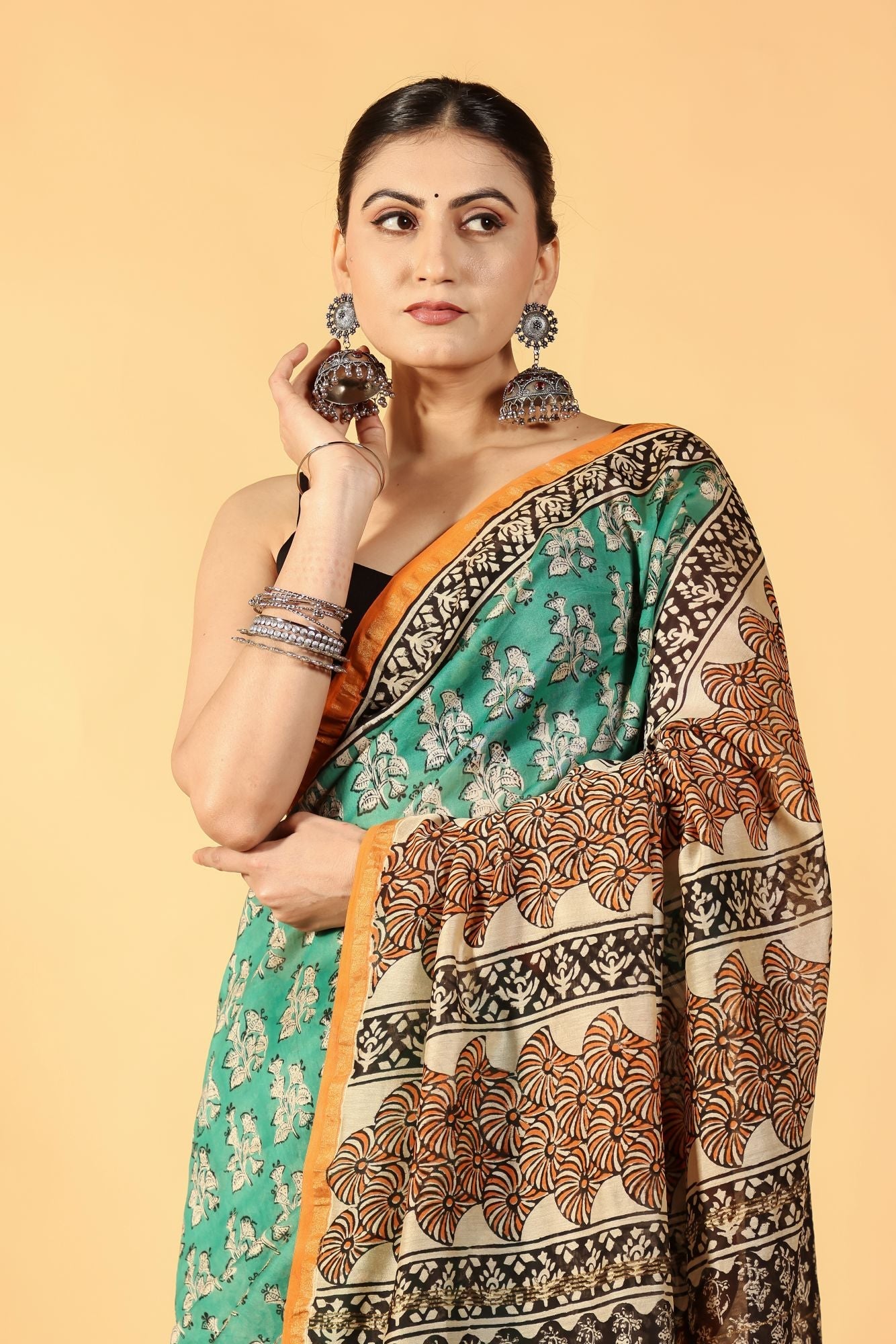Green Glow Cotton Silk Saree