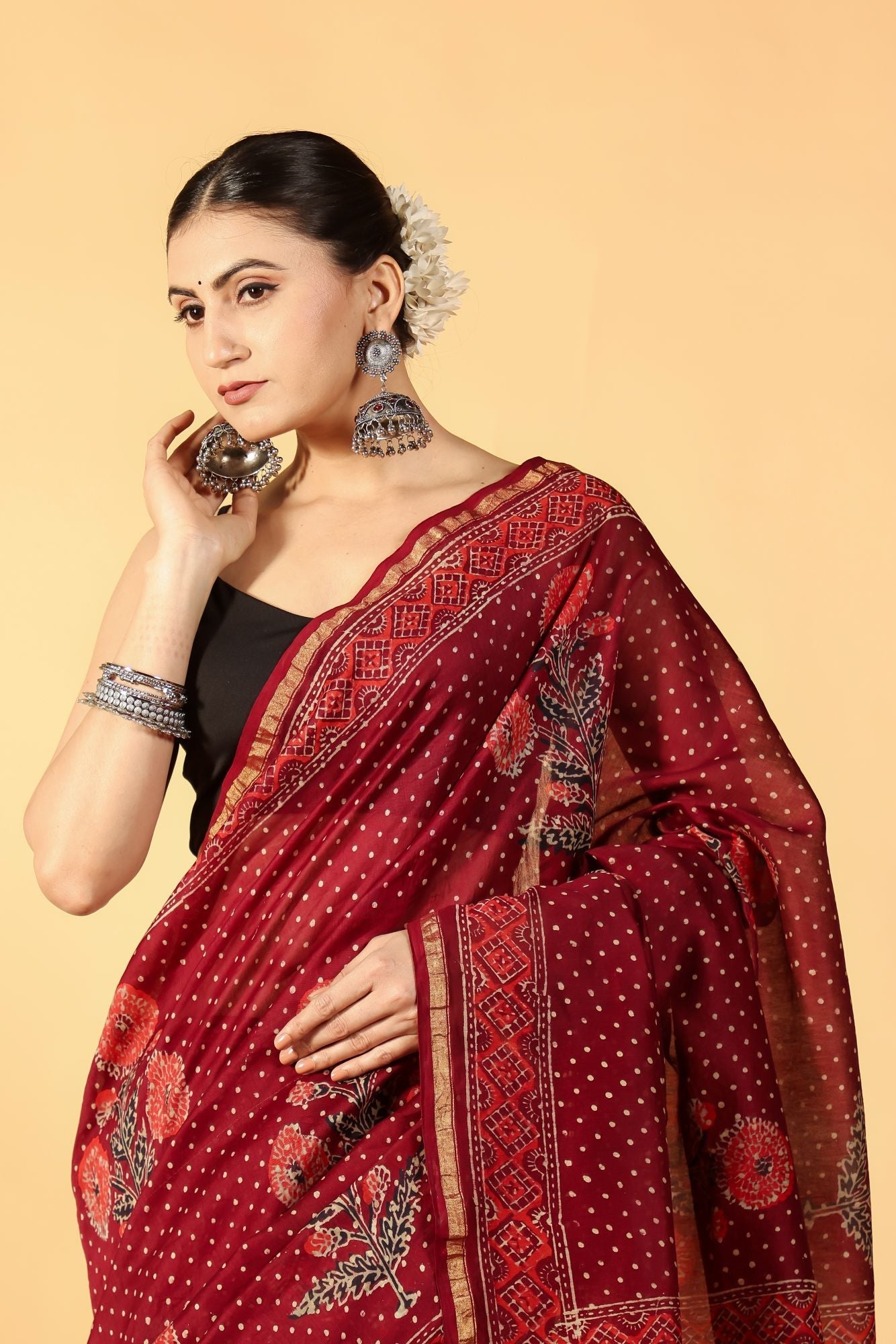 Anarika Floral Cotton Silk Saree
