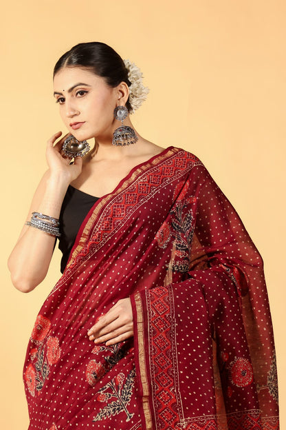 Anarika Floral Cotton Silk Saree