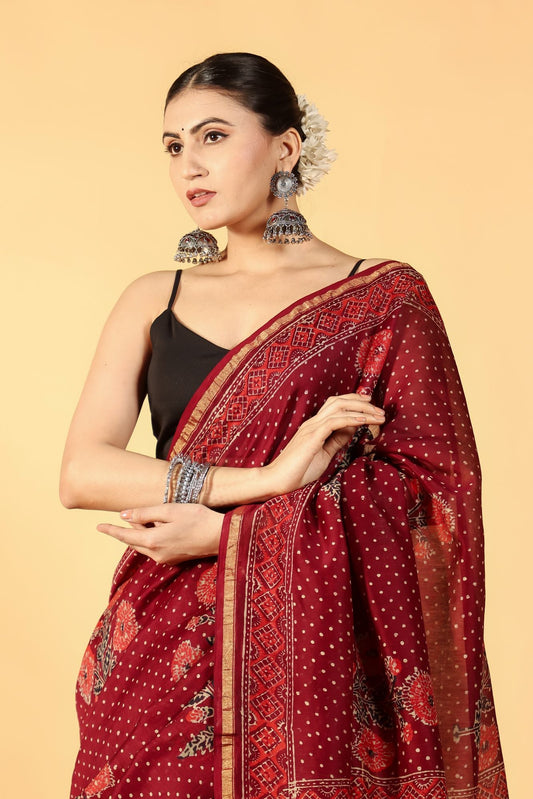 Anarika Floral Cotton Silk Saree
