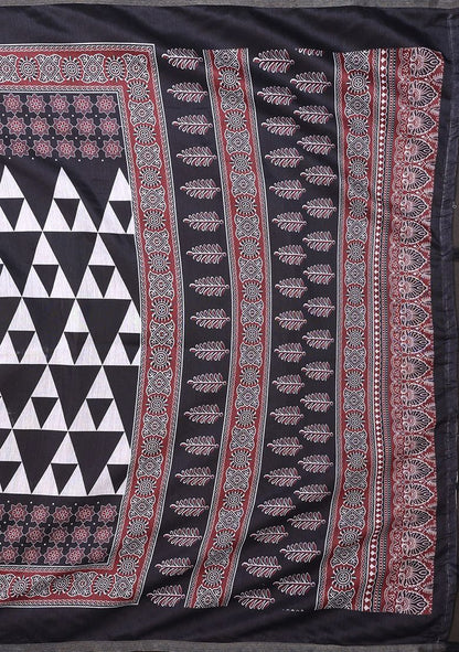 Elegant Print Linen Saree with Unstitched Blouse