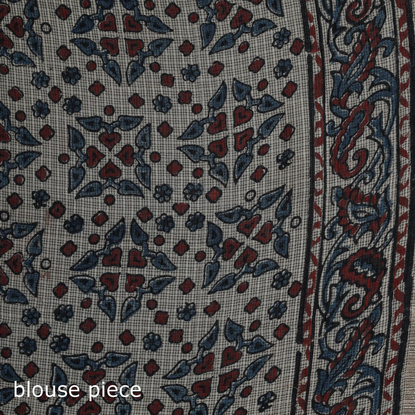 Multicolor Azrak Print Mul Cotton Saree With Unstitched Blouse Piece