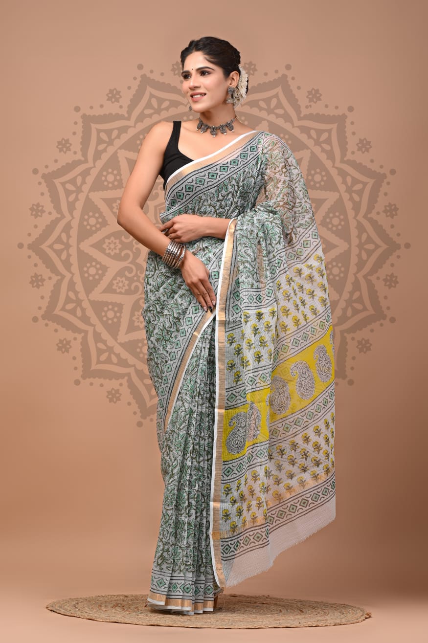 Multicolor Digital Print Mul Cotton Saree With Unstitched Blouse Piece