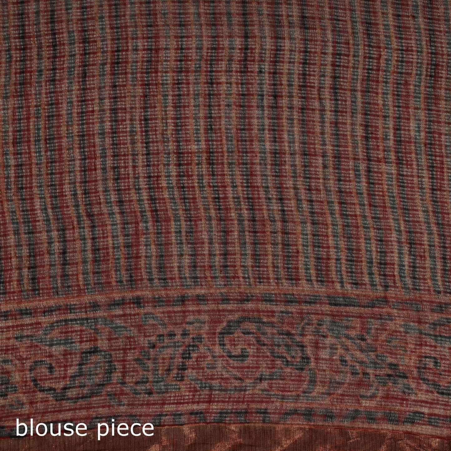 Red Azrak Print Mul Cotton Saree With Unstitched Blouse Piece