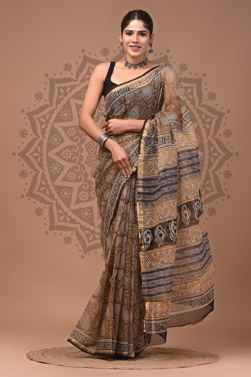 Multicolor Digital Print Mul Cotton Saree With Unstitched Blouse Piece
