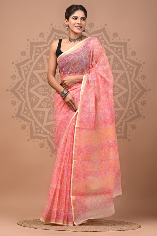Multicolor Digital Print Mul Cotton Saree With Unstitched Blouse Piece